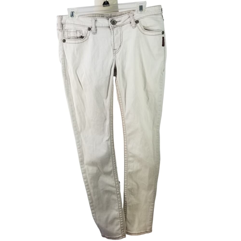 Silver Jeans Co White Denim Pixie Super Skinny Stretch Jeans 31 x 31
